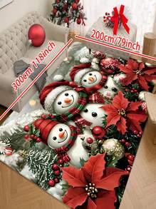 1/2 pièces Tapis de bienvenue Bonhomme de neige de Noël - Tapis de sol avec design de poinsettia/boule de Noël, tapis de cuisine Bonhomme de neige décoratif d'hiver de Noël, convient pour la décoration de vacances dans les salons et les chambres à coucher - Conception imprimée mignonne de bonhomme de neige, cadeau parfait pour la famille et les amis