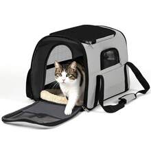 Secure Zipper Anti-Escape Pet Carrier Backpack | Spacious Ventilated Foldable Cat/Dog Travel Bag | Car & Airline Approved Collapsible Cage With Breathable Design - Light Grey - View 10