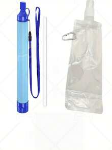 1pc/2pcs Portable Outdoor Straw Water Filter, 4-Stage Filtration System, With Straw, Water Pump Tool And Keychain, Upgraded Version With Water Storage Bag, Suitable For Camping, Hiking, Trekking, Backpacking, Emergency Survival Water Purifier - Blue - View 15