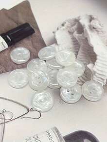 10-Pack Iridescent Resin Buttons | 11.5mm & 15mm Two-Hole Shell-Design Floral Decorative Buttons For Dresses, Sweaters, Cardigans, Jackets - Bright Pink/White/Green/Black - Multicolor - View 10