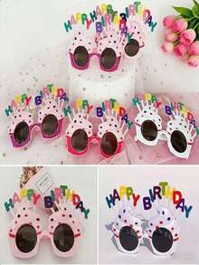 1 套派对道具 - 眼镜、趣味蛋糕和引言主题派对眼镜，适合拍照、派对、聚会、搞笑自拍道具、生日太阳镜 - 粉色 - 查看 5