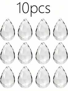 10/20 piezas Cuentas de cristal de gota de agua de 28 mm de colores y transparentes talladas, colgantes de gota de agua de ángel y accesorios para hacer joyas DIY, accesorios para candelabros de ramas, tiras para coronas florales, atrapasoles brillantes, para usar en interiores y exteriores, habitaciones, cocinas, jardines, patios, cumpleaños, Navidad, decoraciones festivas, decoraciones colgantes para fiestas de bodas - Multicolor - Ver 15