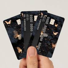 SUPSTICKER 4 piezas Pegatinas para tarjetas de crédito con diseño de elementos de mariposa, diseño ultradelgado de doble cara, material de PVC de alta calidad resistente al agua y a los arañazos, duradero, sin burbujas, fácil de pelar y pegar sin dejar residuos, ideal para viajes y uso diario, 5.39*18.6 pulgadas