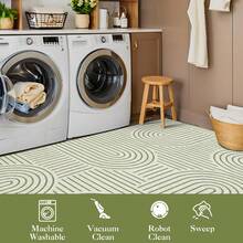 1Pcs Room Decor Modern Rainbow Stripe Geometric Rug For Living Room Bedroom Runner For Hallway Non-Slip Machine-Washable Floor Mat Foldable & Durable Home Decor Abstract Area Rug For Dining Room Dorm - Green - View 7
