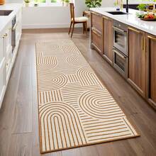 1Pcs Room Decor Modern Rainbow Stripe Geometric Rug For Living Room Bedroom Runner For Hallway Non-Slip Machine-Washable Floor Mat Foldable & Durable Home Decor Abstract Area Rug For Dining Room Dorm - Orange - View 1