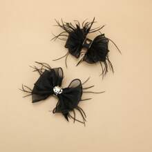 2 szt. klipsy do butów z piór, siateczki i kokardki, zdejmowane akcesoria do dekoracji weselnych wysokich obcasów, eleganckie akcesoria do butów w kształcie motyli na wiosnę i lato