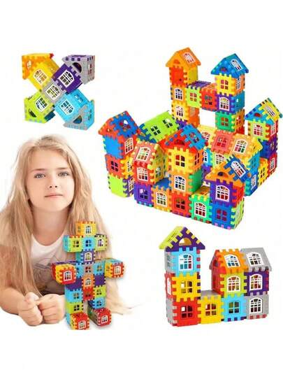 Khối xếp hình nhiều màu sắc, thiết kế có thể thay đổi với cửa sổ mở được, tự lắp ráp, quà Giáng sinh/sinh nhật cho bé trai và bé gái từ 3-12 tuổi (màu ngẫu nhiên)