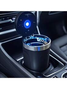 Automatic Car Ashtray Set With LED Light, Removable Cleaning Brush, Compact Design, Easy Installation - Multicolor - View 4