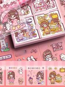1 Peça Adesivos de Animais de Estimação Fofos e Cartunizados para Scrapbook, Planner, Diário, Garrafa de Água, 100 Designs Não Repetitivos para Meninas