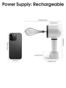 Dual-Handle Handheld Electric Mixer, USB Rechargeable Wireless Blender, Battery Capacity 1200mAh, 3-Speed Adjustable, Suitable For Coffee, Cream, Baking And Kitchen Purposes. - Multicolor - View 2