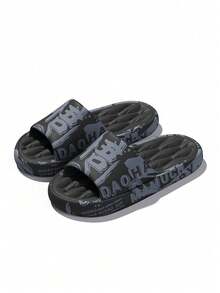 Dép nam cỡ rộng 48-49, họa tiết ngẫu nhiên, đế EVA mềm mại, dép đi biển, dép đi trong nhà/ngoài trời unisex. - màu đen - Xem 5