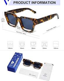 Thick Square  Retro Chunky Rectangle  Protection - เลนส์โพลาไรซ์สีฟ้า C2.26/กรอบสีเต่า - ดู 5