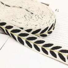 1 Yard ruy băng viền ren polyester Boho-Chic, rộng 2,5cm, băng dính họa tiết lá dùng để may quần áo và phụ kiện tự làm - Nhiều màu - Xem 10