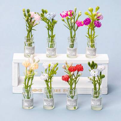 8 nam châm hình bình hoa mini - Nam châm tủ lạnh mini 3D dễ thương mới năm 2025, phụ kiện tủ lạnh ngộ nghĩnh, trang trí nhà bếp (Nhiều màu), quà tặng ngày lễ