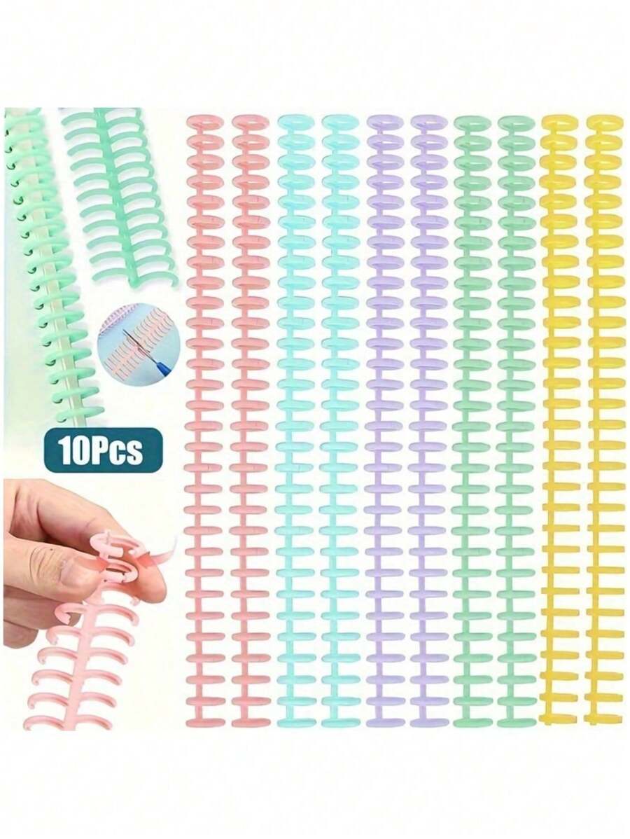 5pcs/10pcs Plastic Loose Leaf Ring Binder - Spiral Notebook Rings - 30 Holes Plastic Spiral Binding Rings - Trimmable And Durable, Suitable For Bookbinding, Notebook Accessories, Office File Backup Accessories, Document And File Organization, Student And Teacher Supplies, School Supplies,School Supplies,Back To School