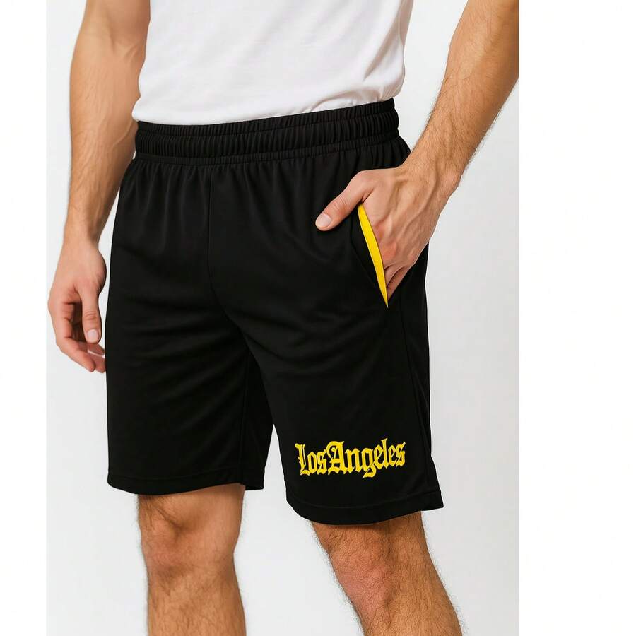 MEN'S SPORTY BASKETBALL SHORTS WITH POCKET - 薑色 - 查看 1