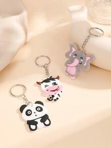 3 件可爱卡通动物模型钥匙扣，创意 2D 饰品装饰挂件，有趣的日常配饰，送给朋友的惊喜礼物