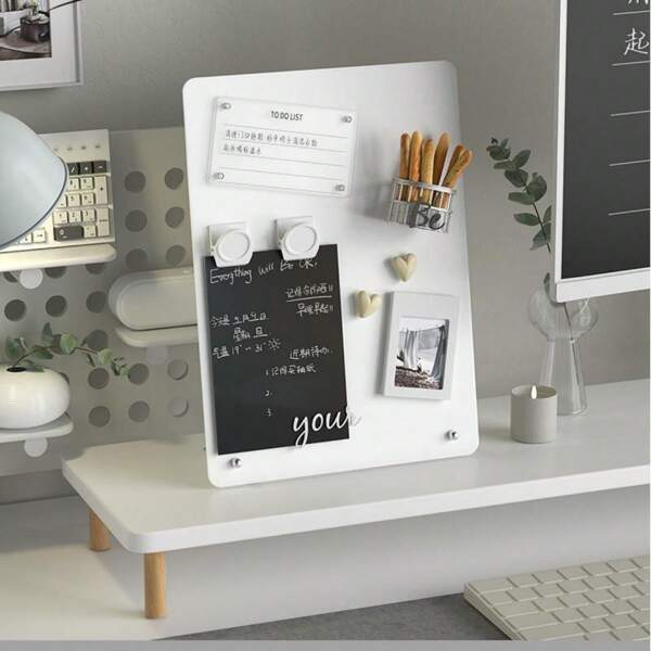 Magnetic Bulletin Board With Stand - 11.4x11.8 Inch Black Metal Tabletop Organizer With 4 Strong Magnets & Clips, Sleek Modern Design For Home Office, Classroom, Workspace - Durable Magnetic Display Board, Office Organization, Minimalist Style, Sturdy Construction, Corporate Setup