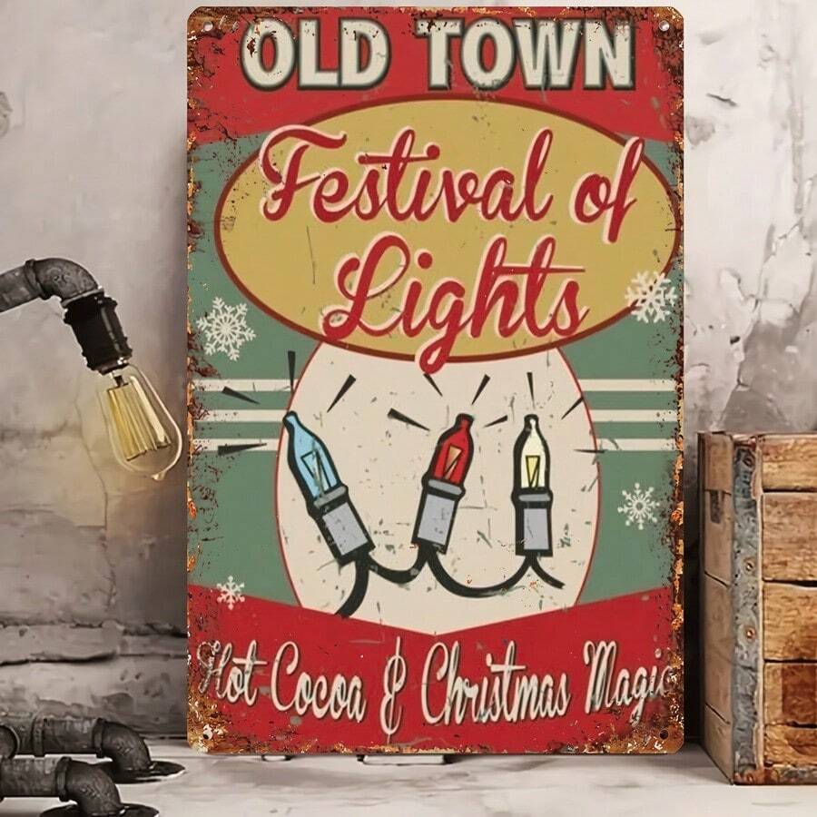 Vintage Metal Sign 8x12 Inches Old Town Festival Of Lights Hot Cocoa ...