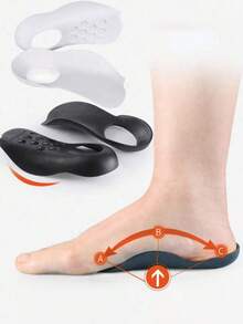 QKC 1 Pair TPE Arch Support Insoles, Effectively Support Collapsed Arches And Improve Walking Comfort, 3/4 Length Insoles - Black - View 3