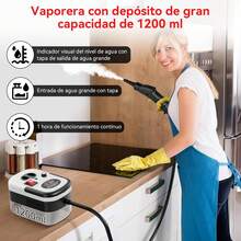 Limpiador a vapor a presión de 2500W - 3 cabezales de cepillo + depósito de agua de 1.2L | Calentamiento rápido en 15 segundos, elimina la grasa de la cocina/manchas de moho del baño/tapicería del coche | ¡no necesita productos químicos! - Tipo de Enchufe B USA (110-127V) - Ver 8