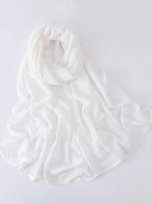 1pc Modal Viscose Solid Muslim Hijab, Fashion Breathable Plain Lightweight Headscarf, Double Needle Lockstitch Refined Edging Craftsmanship, Women Scarf For Lady, Suitable For All Seasons