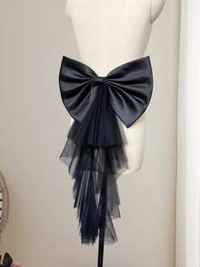 1件多功能蕾丝网纱缎面/可拆卸大蝴蝶结腰带，带拖尾，婚纱配饰，情人节配饰 - 彩色 - 查看 8