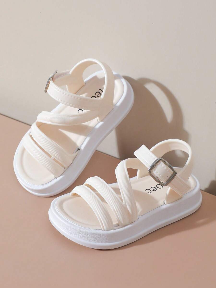 TEEOEC 2025 New Material Girls' Fashion Open Toe Princess Shoes, Soft Bottom Anti-Slip Fresh Style Baby Girls Sandals, Lightweight Breathable Platform Girls Sandals - Beige - View 1