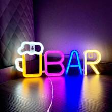 1 pezzo Luce a LED a forma di lettera "Bar", lampada alfabeto a luce bianca calda, combinazione di parole DIY BAR adatta per bar, taverna, festa, compleanno, campeggio, zona pranzo, corridoio, dormitorio, camera da letto, spuntino notturno, ristorante e scene di festa, decorazione per San Valentino, Festa della Mamma, Ognissanti, Natale e altre vacanze - funzionamento a batteria (batterie non incluse)
