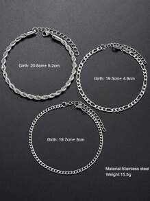 Set de 10 brățări din oțel inoxidabil, stil punk simplu, accesoriu casual pentru bărbați, cupluri, prieteni, vacanță, întâlnire, purtare zilnică, petrecere