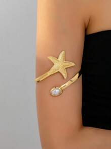 1 pièce Bracelet ouvert minimaliste à ligne géométrique pour femmes, bijou de couleur or pour un port quotidien