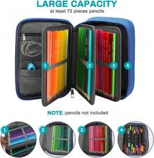 Estuche para de gran capacidad caja de con 72 ranuras multiuso escolares vuelta al cole [Material Premium] Hecho de tela Oxford de alta calidad y forro 420D, le da un toque increíble y tiene una - Azul - Ver 3