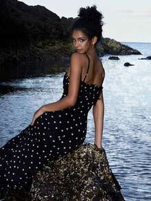 Women's French Chic Slim-Fit Backless Polka Dot Spaghetti Strap Midi Dress - Vintage Elegant Party Dress - 黑色 - 查看 5