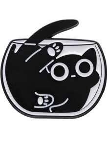 1 件可爱黑猫珐琅别针动物趣味小猫金属徽章背包卡通定制女士儿童翻领首饰礼物