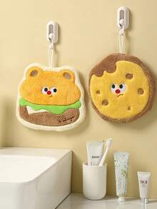 Cute Coral Fleece Hand Towel, Cartoon Fries And Hamburger Hanging Towel, Three-Layer Thick Baking Towel, Strong Absorbent Kitchen Towel, Cleaning Rag Tool, Rag Handkerchief, Bathroom Absorbent Square Towel, Thickened And Enlarged Towel - Can Be Used As A Placemat, No Fading, No Linting, Soft And Skin-Friendly, A Variety Of Styles Are Available. Can Be Used To Wipe Ceramics/Tableware/Glass