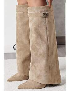 Folded Over The Boot With A Strap And Ornament Holiday Vacay Vibe For And Summer Shoes Spring Shoes Spring Break Easter - Khaki - View 1