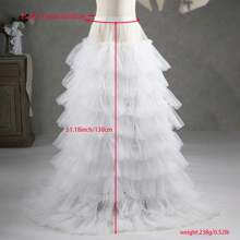 1 Peça Saia Midi Plissada de Tule de Várias Camadas, Estilo Europeu e Americano para Mulheres, Saia de Tule com Pompom Rastejante para Desfile de Moda, Adequado para Noiva, Acessório de Vestido de Casamento