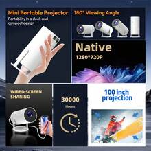 HD Mini Projector, Portable Outdoor Movie Projector,Home Theater,Small And Lightweight, Easy To Carry, 180° Rotation, Compatible WithSmart Phone/HDTV/USB,Etc - Perfect For Movie Nights & Gaming, A Surprising Gift. - UK Plug(220-240V) - View 4