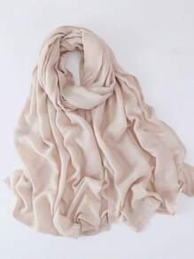 1pc Modal Viscose Solid Muslim Hijab, Fashion Breathable Plain Lightweight Headscarf, Double Needle Lockstitch Refined Edging Craftsmanship, Women Scarf For Lady, Suitable For All Seasons