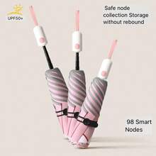 1 件儿童伸缩自动雨伞 - 圆角设计，分段收纳防反弹类型，加固伞架，自动开合 - 适合在校男孩和女孩（全天候防护）