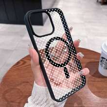 Fashion Transparent Cute White Dot Pattern Magnetic Girl Mobile Phone Case Suitable For IPhone 16ProMax/16Plus/16Pro/16, IPhone 15/14/13/12/11 Wireless Charging Shockproof Lens Protection Magsafe Mobile Phone Case, Gift - 粉色 - 查看 7