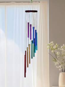 1 pieza Carillón de viento colorido para exteriores con 12 tubos, adecuado para jardín, patio, balcón y decoración del hogar