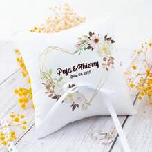 Wedding Ring Pillow, Customizable Ring Pillow, White Ring Pillow, Western Wedding Ring Pillow, Suitable For Wedding Occasions (Excluding Ring, For Display Only), Personalized Ring Holder, Square Ring Pillow, White Wedding Ring Pillow, Square Ring Cushion, Customized White Ring Pillow, Personalized Ring Pillow, Wedding Ring Pillow, Marriage Ring Pillow, Customized Name Ring Pillow, Customized Letter Ring Pillow, Customized Date Ring Pillow, 5.51in Wedding Ring Pillow
