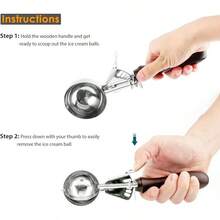 Scoop, Cookie Scoop,Hafan 304 Stainless Steel Icecream Scoops With And Non-Slip Wood Handle,, Mashed Potato Scooper, Fruits, Cookies,Baking