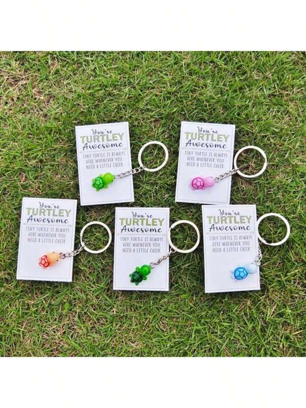5 Stück Mini Schildkröten Schlüsselanhänger, beliebte süße Schildkröten Taschenanhänger, perfekt für Weihnachten, Valentinstag, Abschluss, Geschenke für Freunde und Familie