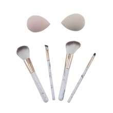 9 Pc Set 4 Hite Brushes 2 Pink Spons 3 Piece Cler Plstic Orgnizer Set - asPic - Xem 6