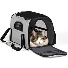Secure Zipper Anti-Escape Pet Carrier Backpack | Spacious Ventilated Foldable Cat/Dog Travel Bag | Car & Airline Approved Collapsible Cage With Breathable Design - Light Grey - View 9