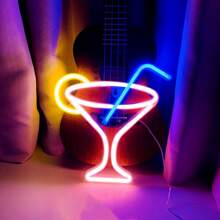 1 件鸡尾酒形 LED 霓虹灯，外星人，鸡尾酒 LED 灯适用于家庭卧室墙壁装饰，适用于房间、露营、酒吧、影响者直播、生日派对、求婚、情人节、母亲节、游戏室、家居装饰、派对装饰、圣诞节和其他节日装饰和礼物