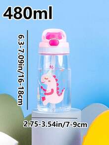 1pc480ml儿童卡通吸管杯弹跳杯学生户外水壶塑料杯学校专用水瓶 - 彩色 - 查看 10