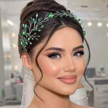 1 Stück grüner Haarschmuck, handgemachte Braut Krone Haarclip, geeignet für Hochzeiten, Verlobungen, Bälle, Weihnachten